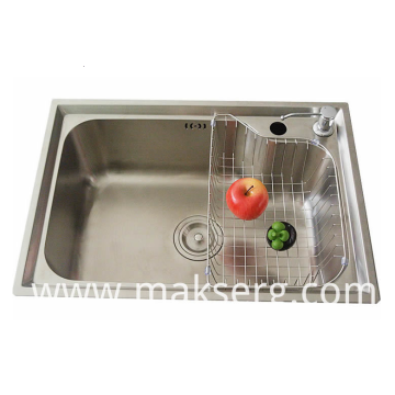 Stainless steel sink in home kitchen