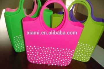 promotion gift well design candy color printing round dot silicone beach hangbag