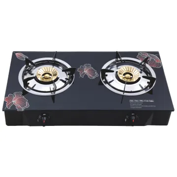 Brass cap double burner gas stove