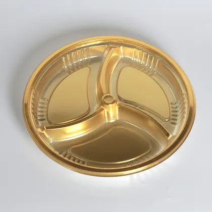 Golden Transparent Round Plastic Boxes for Cream Biscuits & Cookies