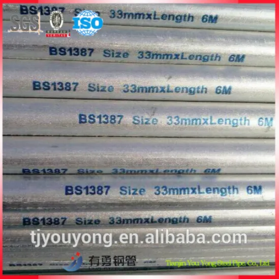 Quality products BS1387 galvanised steel carbon pipes