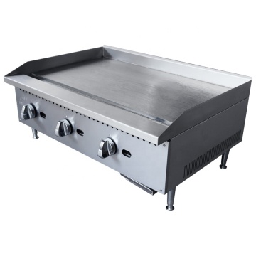 Commercial Gas Griddle: Hamburger Bbq Fryer Equipment with Flat Top Stainless Steel or Cast Iron