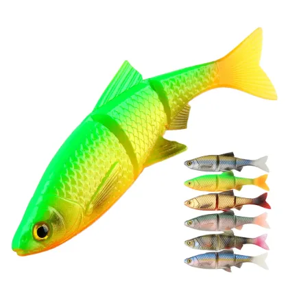Swimbait Shad Soft Jerk Minnow Bass Fishing Lure - Segmented Body with Forked Tail (8cm/9.6cm/13cm)