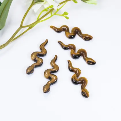 Natural Tiger Eye Stone Snake Shaped Gemstone