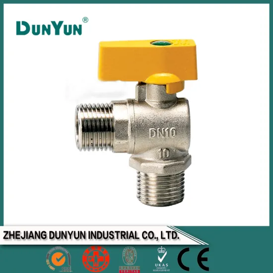 Top grade seamless butterfly handle brass angle gas valve/male and male