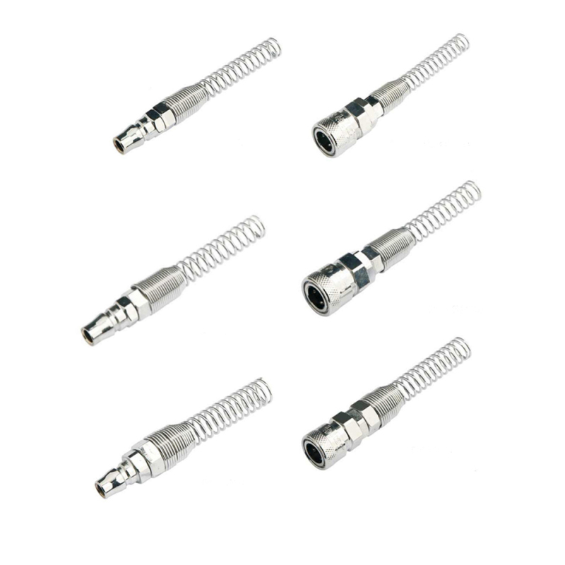 Polyurethane Recoil Air Hose with Quick Fitting Connectors: Durable Pneumatic Spring Spiral Hose for Air Compressors