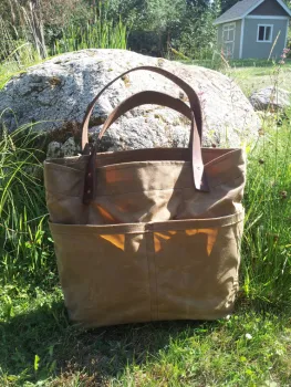 custom high quality waterproof tote bag with leather handles