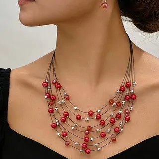 NJC 2024 Bohemian Turquoise Crystal Necklace Earring Set