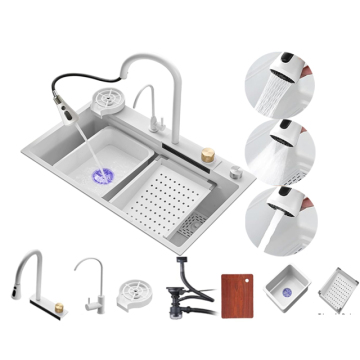 Dasen Smart White Kitchen Sink με βρύση καταρράκτη