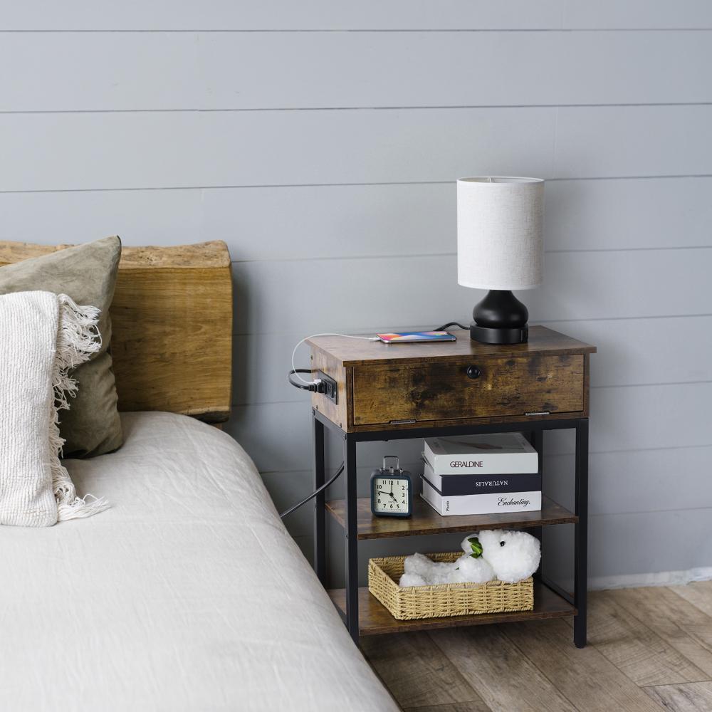 3 Layers Wood Table With Storage Drawer