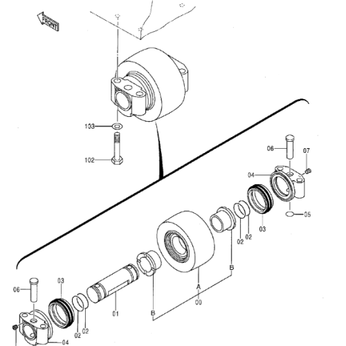 4615546 LOWER ROLLER FOR EX8000 4615582 9330238 YA00047628