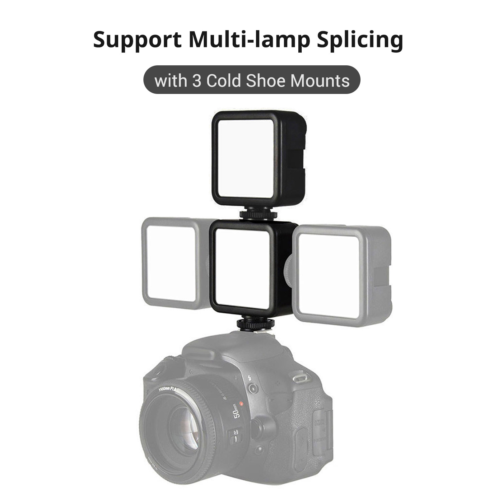 Andoer W49S Mini LED Video Light 5600K Dimmable 3 Cold Shoe Mounts with Suction Cup Bracket for Photography Lighting Video Light