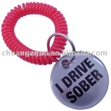 Fashion plastic spring wrist coil keychain in hot sales from GuangDong factory