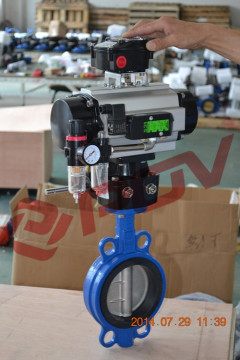 single acting ss316 pneumatic soft seal butterfly valve