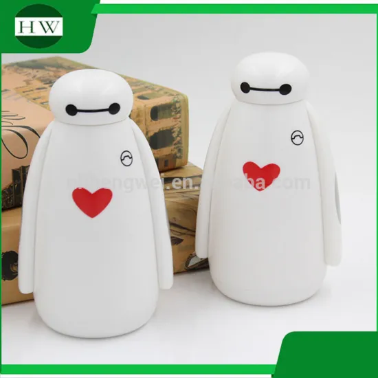double walled cartoon Baymax portable sport sealed glass drinking juice water bottle mug cup