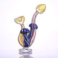 Tubería de champiñones, tubería de vidrio de borosilicato con líneas coloridas, tubería de vidrio de piedra azul, bong de vidrio, cachimba de vidrio, accesorios para fumar