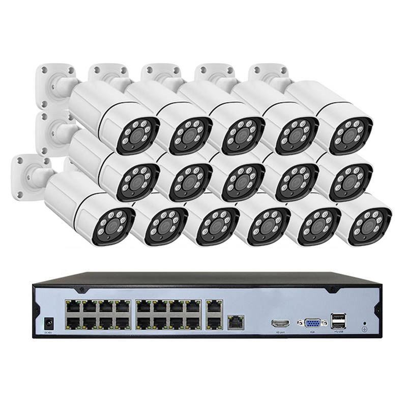 16Ch POE NVR Kits H.265 4K CCTV Camera