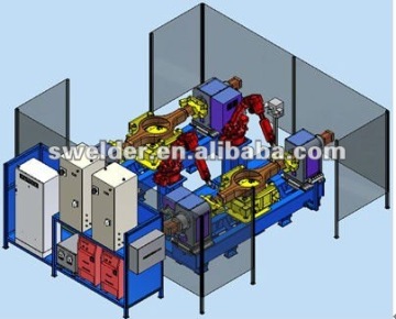 Robot welding workstation for Y-shape longitudinal seams of axle housing stainless steel pipe welding machine