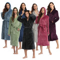Mulheres lã de banheira com capuz - roupão de pelúcia