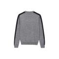 Men's Knitted Jacquard Contrast Sleeve Crew-neck Pullover