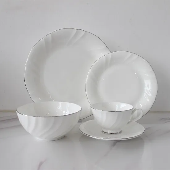 Household Embossed Luxury Style Ceramic Dinnerware Sets