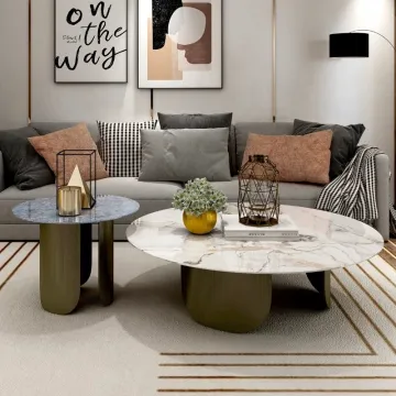 Luxury Customized Slate Coffee Table with Marble Top for Wholesale