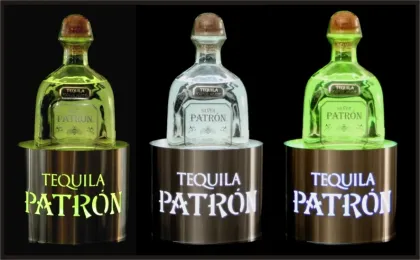 LED Illuminated Patron Tequila Bottle Display Stand