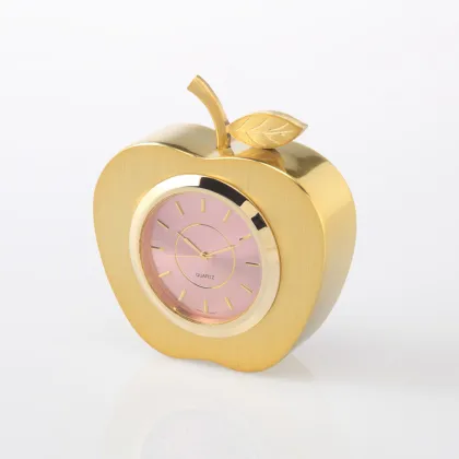 Metal Gold apple table Clock ,desktop metal clock
