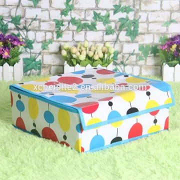 N488 Good Quality Rectangle Non Woven Coated Water Proof Foldable Storage Box Polka Dot Bin