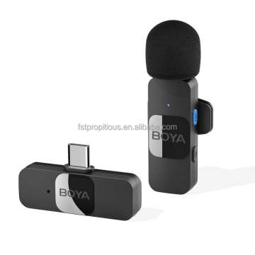 BY-V10 y BY-V20 2.4G Micrófono Lavalier inalámbrico para iPhone/iPad/Android-Grabación de audio de cancelación de ruido