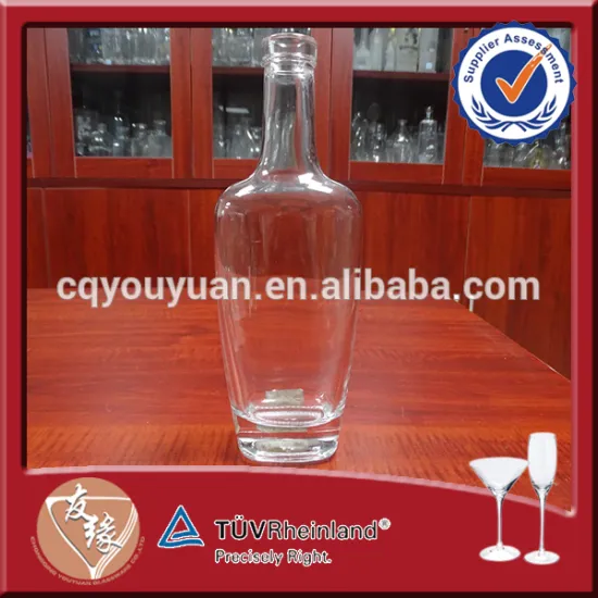 Customized xo alcohol flat clear flint 375ml glass bottle with cork stopper