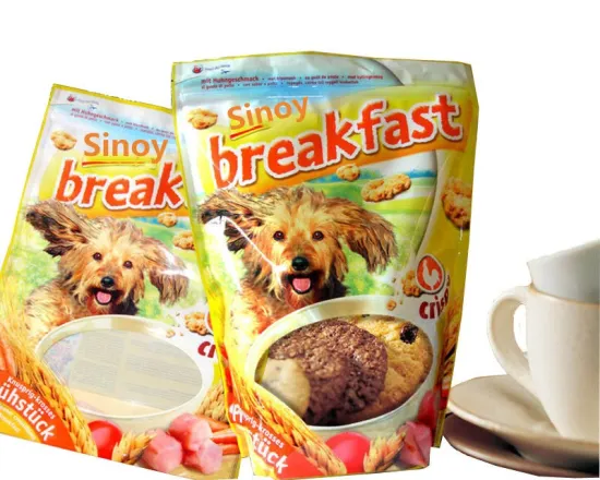 stand up dog pet food packaging bag with transparent window