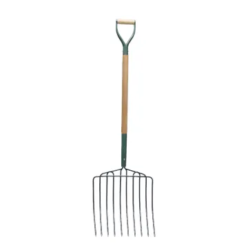Carbon Steel 10 Tooth Fork Head Farming Garden Digging Fork with D-Grip Wooden Handle