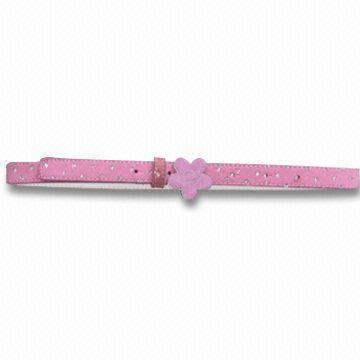 Children's Belt with Flower Shape Buckle on Strap, Customized Designs are Welcome