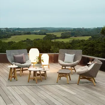 Waterproof Rattan Lounge Chair with Teak Base for Patio and Garden