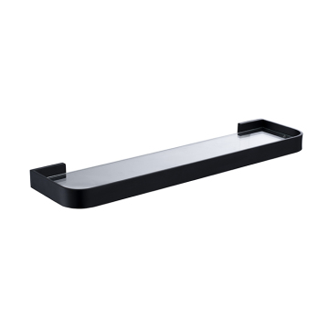 NC4012-MB Wall-Mounted Matt Black SUS304 Bathroom Shelf with Glass