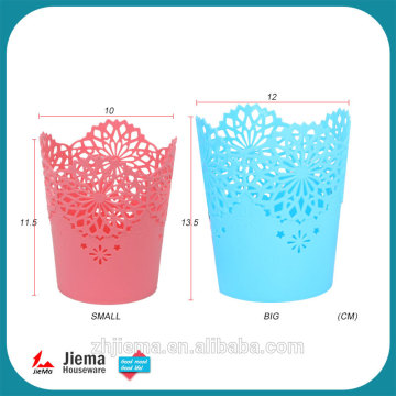 Home office plastic hollow out flower plastic storage container holder bucket
