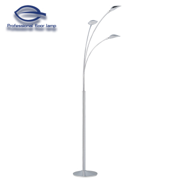 Iron Satin Nickel Finish 3-Head Duck Mouth Shade SMD 3*5W LED Floor Lamp with Acrylic Cover