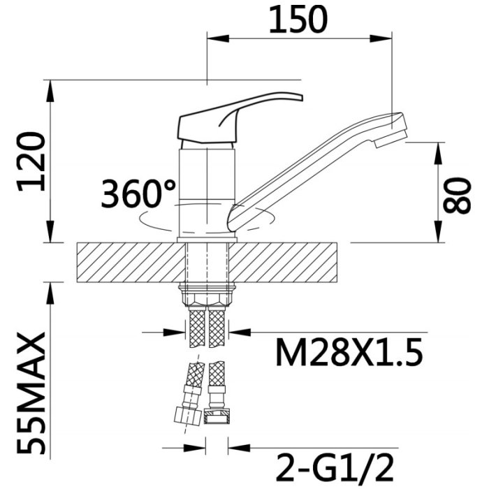 Electroplated Single Lever Sink Mixer