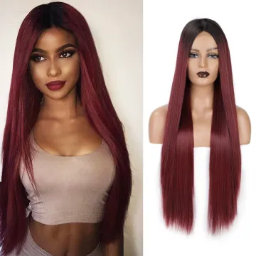Vigorous High Quality Lace Front Wigs Colorful Ombre Colored Frontal Red Bulk African China Hair Wig Women Synthetic