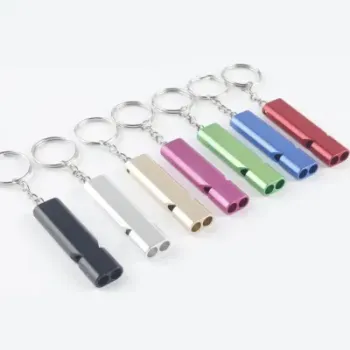 Double Pipe Aluminum Alloy Whistle Outdoor Emergency Survival Whistle for Lanyard Keychain