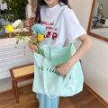 Mint Green dragkedja Fickan Anpassad logotyp Canvas Bag