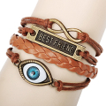 original meilleur ami alliage métallique vintage rétro infini bracelet oeil balle bronze plaqué brun cuir cire bracelet cordon