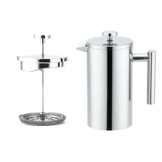 304 Stainless Steel French Press Coffee Maker with Double Layer Insulation and Filter