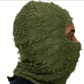 Custom Distressed Knitted Crochet Skull Printed Mohair Camouflage Balaclava