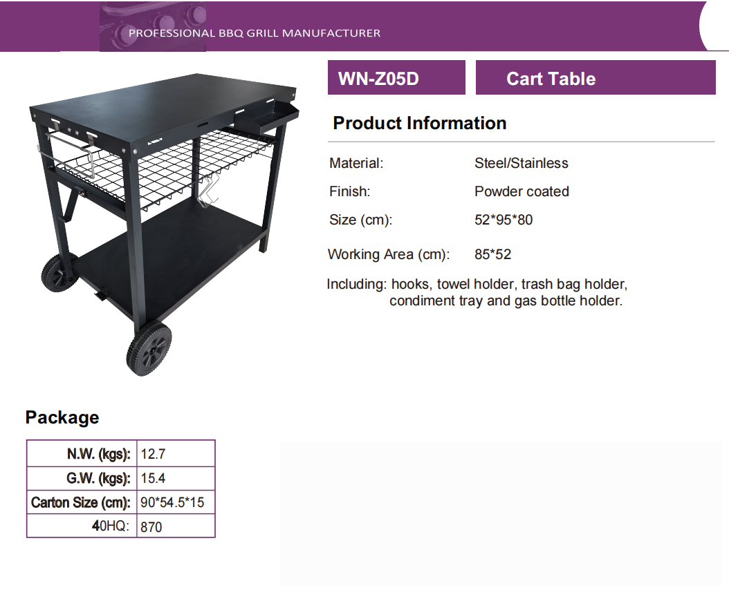 Table Fill Cart Table Grill Cart Patio Multifunctional Grill Cart Table China ...