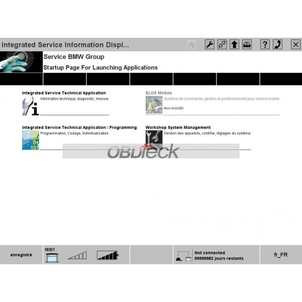 BMW ICOM French HDD Software main screen