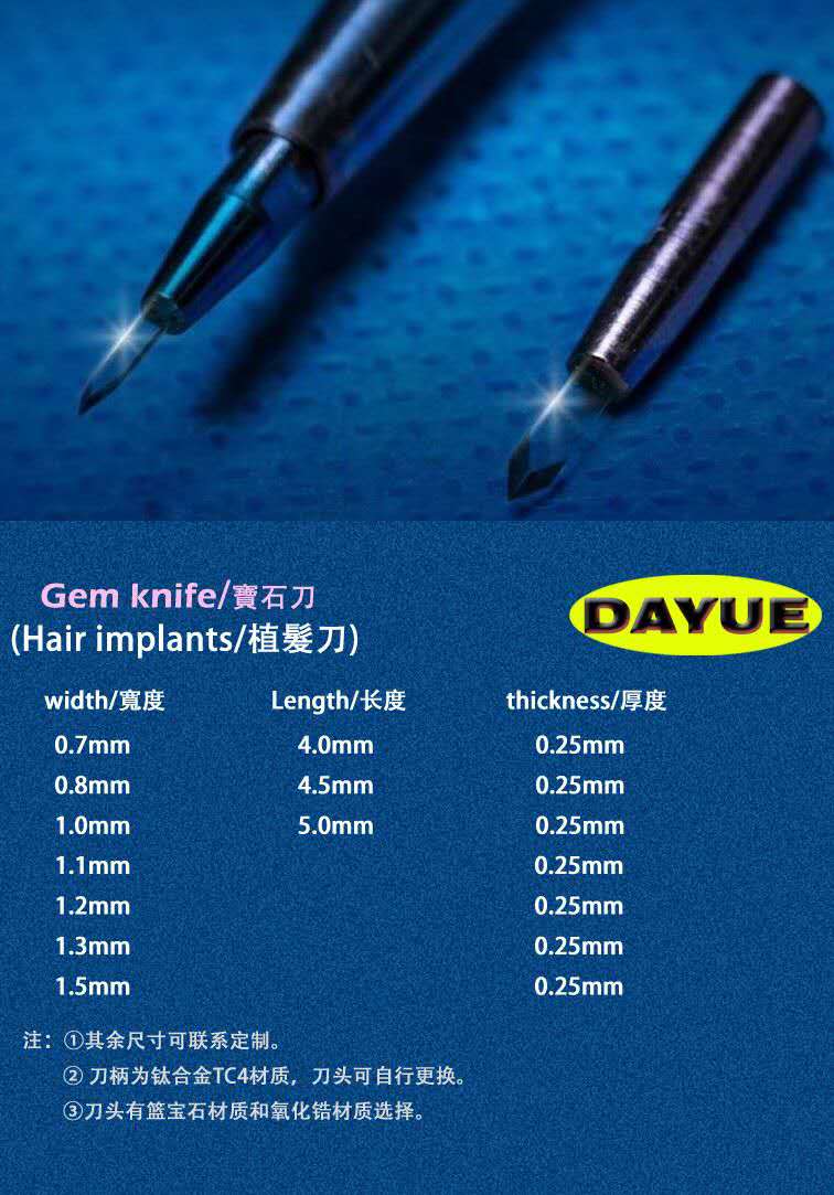 Customized hair follicle extractor and gem knife