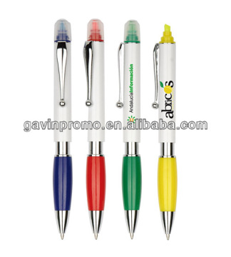 Highlighter with ball pen 2 in 1, metal clip