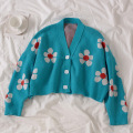 Cardigan court de la fleur de fleur pour femmes